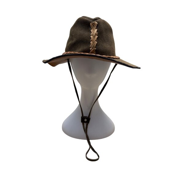 Suede Leather Handmade Australian Cowboy Western Hat Braided Band w/ Chin Strap - Picture 1 of 9